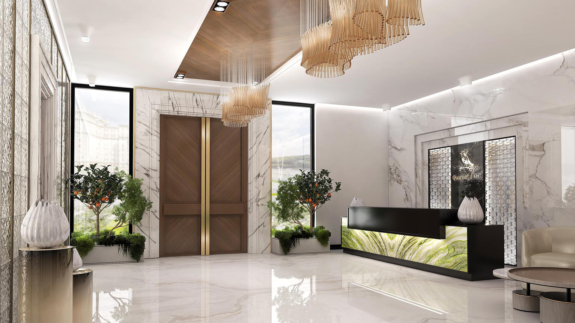 Лобби и входная группа жилого комплекса